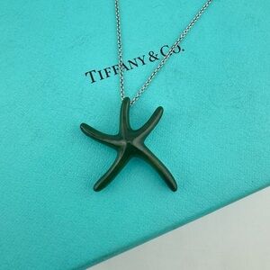 Tiffany & Co. Nephrite Jade Starfish 16" Necklace by Elsa Peretti RARE 💚